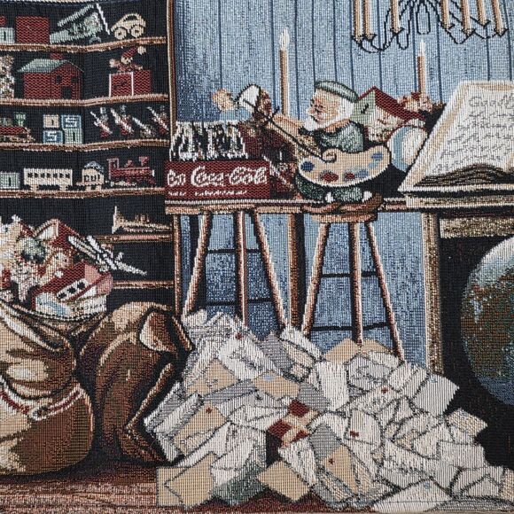 Vintage 1997 Christmas Coca Cola Table Runner Reclining Santa 72” Holiday Decor - Picture 6 of 8